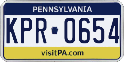 PA license plate KPR0654