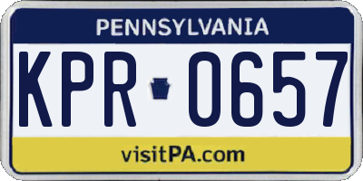 PA license plate KPR0657
