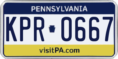 PA license plate KPR0667