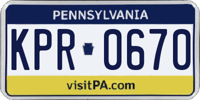 PA license plate KPR0670