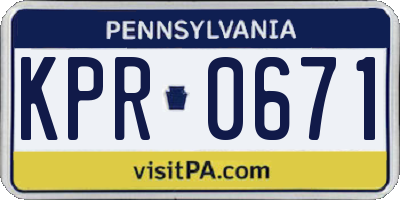 PA license plate KPR0671