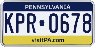 PA license plate KPR0678