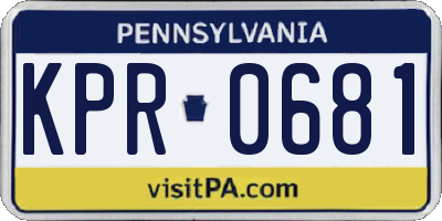 PA license plate KPR0681