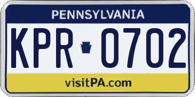 PA license plate KPR0702