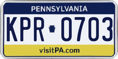 PA license plate KPR0703