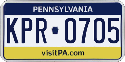 PA license plate KPR0705