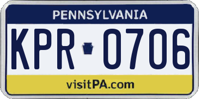 PA license plate KPR0706