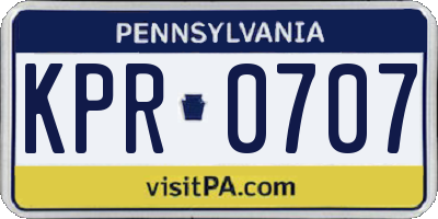PA license plate KPR0707