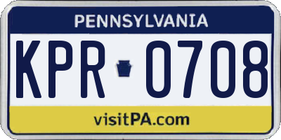 PA license plate KPR0708