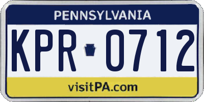 PA license plate KPR0712
