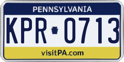 PA license plate KPR0713