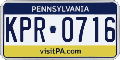 PA license plate KPR0716
