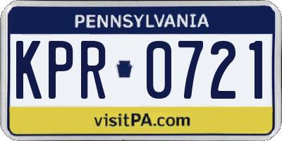 PA license plate KPR0721