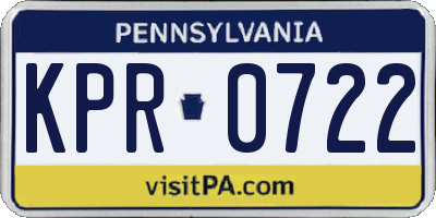 PA license plate KPR0722