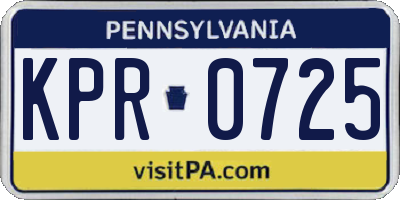 PA license plate KPR0725