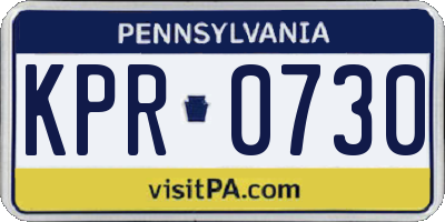 PA license plate KPR0730