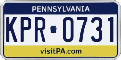 PA license plate KPR0731