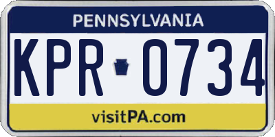 PA license plate KPR0734