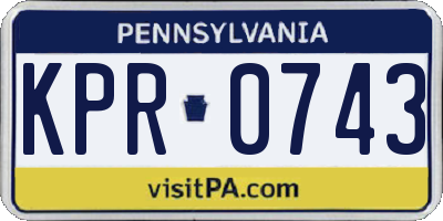 PA license plate KPR0743