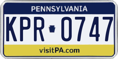 PA license plate KPR0747