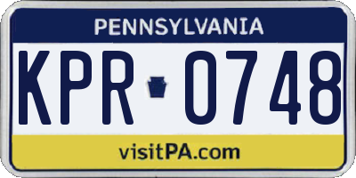 PA license plate KPR0748