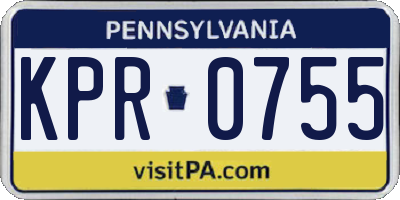 PA license plate KPR0755