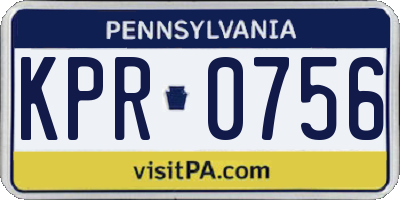 PA license plate KPR0756