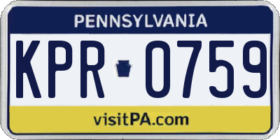 PA license plate KPR0759