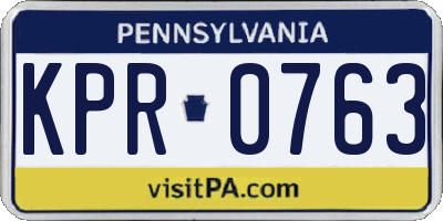 PA license plate KPR0763