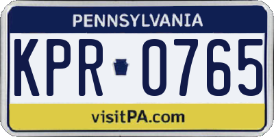 PA license plate KPR0765