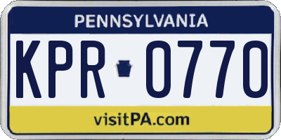 PA license plate KPR0770