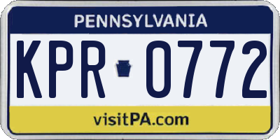 PA license plate KPR0772