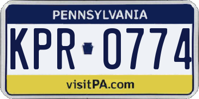 PA license plate KPR0774
