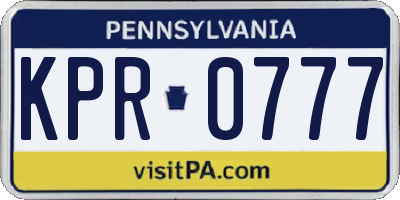 PA license plate KPR0777
