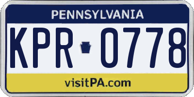 PA license plate KPR0778
