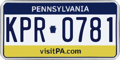PA license plate KPR0781