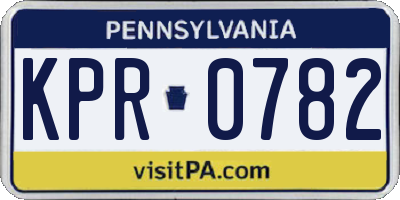PA license plate KPR0782