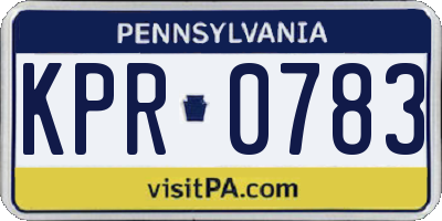 PA license plate KPR0783