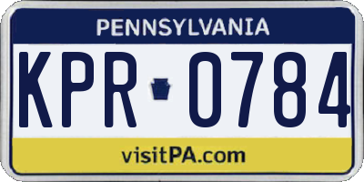 PA license plate KPR0784