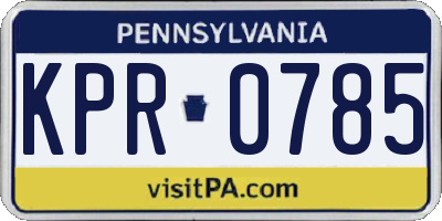 PA license plate KPR0785