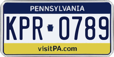 PA license plate KPR0789