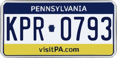 PA license plate KPR0793