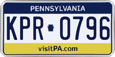 PA license plate KPR0796