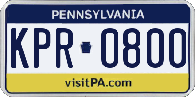 PA license plate KPR0800