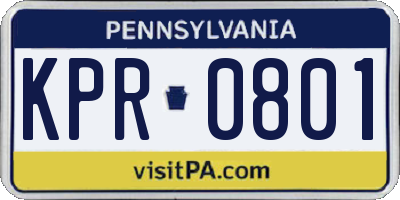 PA license plate KPR0801