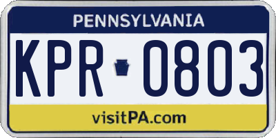 PA license plate KPR0803