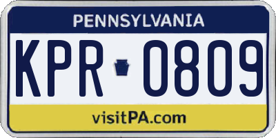PA license plate KPR0809