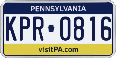 PA license plate KPR0816