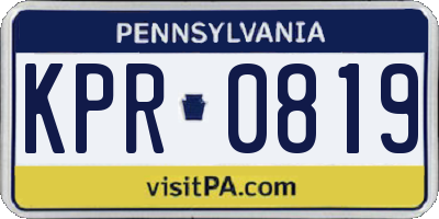 PA license plate KPR0819
