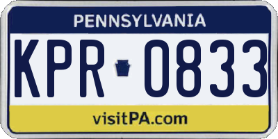 PA license plate KPR0833